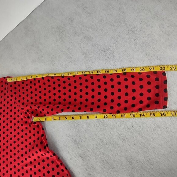 Kim Rogers Womens 100% Cotton Red And Black Polka Dot Pullover Shirt. Size XL - Picture 9 of 12